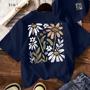 Kadın Yazlık Günlük Tişört Elmas Kedi Desenli ve Yuvarlak Yaka Kısa Kollu