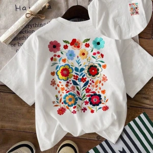 Kadın Yazlık Mektup Kiraz Desenli Yuvarlak Yakalı Tişört Tatil Giyimleri İçin Grafik Tişörtle