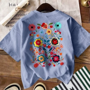 Kadın Yazlık Mektup Kiraz Desenli Yuvarlak Yakalı Tişört Tatil Giyimleri İçin Grafik Tişörtle