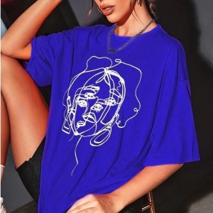 Kadın Yüz Baskı Detaylı Oversize T-shirt