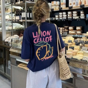 Kadınlar Günlük Mektup Baskılı Yuvarlak Yaka Tişört, Yaz İçin Moda ve Çok Yönlü