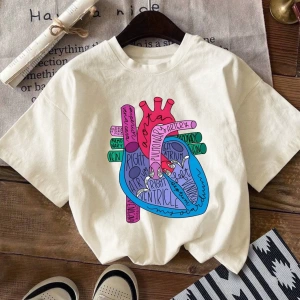 Kadınlar Günlük Mektup Baskılı Yuvarlak Yaka Tişört, Yaz İçin Moda ve Çok Yönlü