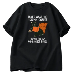 Kadınlar için sevimli kedi T-shirt erkekler kitaplar kahve kedi baskı T-shirt komik tasarımcı 2796