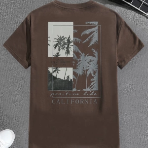 Kahve Rengi Slim Fit Örme Tişört, Minimalist ve Şık Günlük Giyim