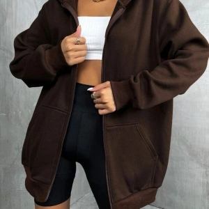 Kahverengi Fermuarlı Oversize Sweatshirt NEW YORK21 Kahverengi