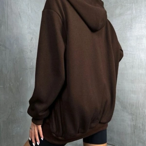 Kahverengi Fermuarlı Oversize Sweatshirt NEW YORK21 Kahverengi