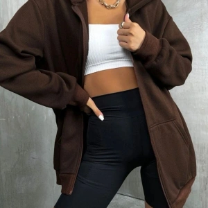 Kahverengi Fermuarlı Oversize Sweatshirt NEW YORK21 Kahverengi