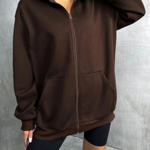 Kahverengi Fermuarlı Oversize Sweatshirt NEW YORK21 Kahverengi