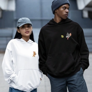 Kaliteli çift sevgili kombini tom ve jerry unisex kapşonlu