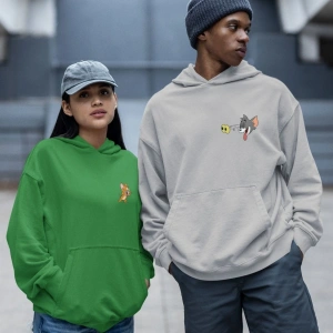 Kaliteli çift sevgili kombini tom ve jerry unisex kapşonlu