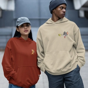Kaliteli çift sevgili kombini tom ve jerry unisex kapşonlu