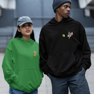 Kaliteli çift sevgili kombini tom ve jerry unisex kapşonlu