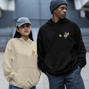 Kaliteli çift sevgili kombini tom ve jerry unisex kapşonlu