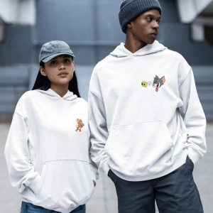 Kaliteli çift sevgili kombini tom ve jerry unisex kapşonlu