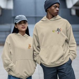 Kaliteli çift sevgili kombini tom ve jerry unisex kapşonlu