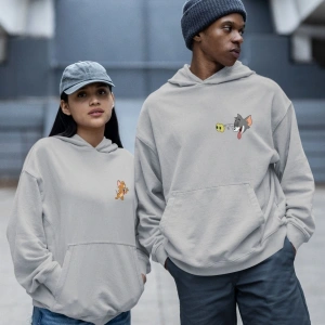 Kaliteli çift sevgili kombini tom ve jerry unisex kapşonlu