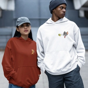 Kaliteli çift sevgili kombini tom ve jerry unisex kapşonlu