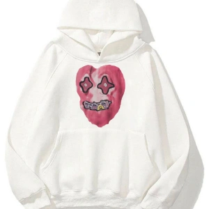 Kalp Unisex Sweatshirt Hoodie Beyaz