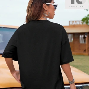 Kalp Ve Slogan Grafikli Düşük Omuz Tişört