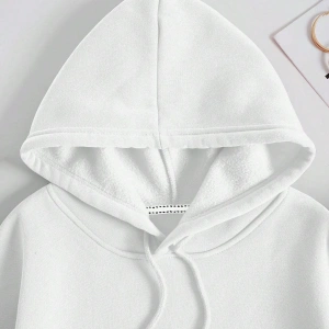 Kanguru Cepli İpli Kapşonlu Beyaz