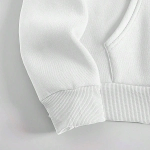 Kanguru Cepli İpli Kapşonlu Beyaz