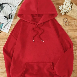 Kanguru Cepli İpli Kapşonlu Kırmızı