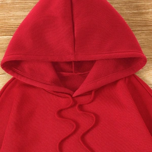 Kanguru Cepli İpli Kapşonlu Kırmızı