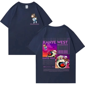 Kanye West Mezuniyet Ayı Grafik baskı T Erkek Kadın Hip Hop streetwear vintage üstleri