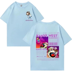 Kanye West Mezuniyet Ayı Grafik baskı T Erkek Kadın Hip Hop streetwear vintage üstleri