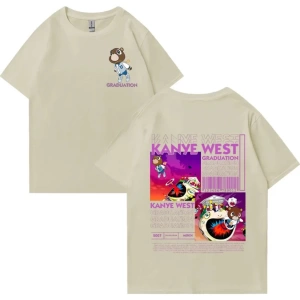 Kanye West Mezuniyet Ayı Grafik baskı T Erkek Kadın Hip Hop streetwear vintage üstleri
