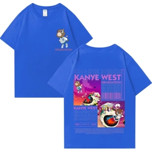 Kanye West Mezuniyet Ayı Grafik baskı T Erkek Kadın Hip Hop streetwear vintage üstleri
