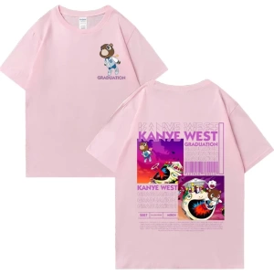 Kanye West Mezuniyet Ayı Grafik baskı T Erkek Kadın Hip Hop streetwear vintage üstleri
