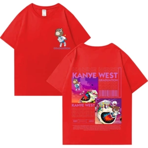Kanye West Mezuniyet Ayı Grafik baskı T Erkek Kadın Hip Hop streetwear vintage üstleri