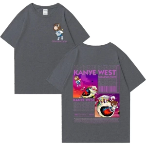 Kanye West Mezuniyet Ayı Grafik baskı T Erkek Kadın Hip Hop streetwear vintage üstleri