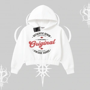 Kapşonlu Crop Sweatshirt Authentic Denim Original