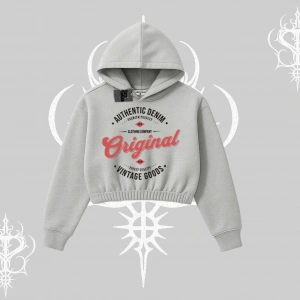 Kapşonlu Crop Sweatshirt Authentic Denim Original