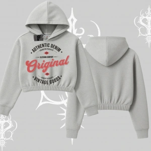 Kapşonlu Crop Sweatshirt Authentic Denim Original
