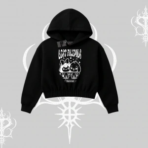 Kapşonlu Crop Sweatshirt Best Friends Forever Baskılı Sevimli Tasarım