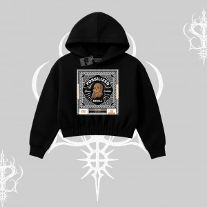 Kapşonlu Crop Sweatshirt Fossilized Skull Underground Archive
