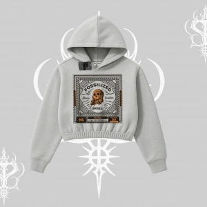 Kapşonlu Crop Sweatshirt Fossilized Skull Underground Archive