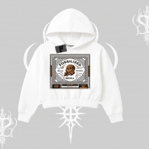Kapşonlu Crop Sweatshirt Fossilized Skull Underground Archive