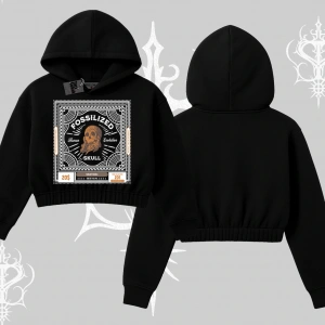 Kapşonlu Crop Sweatshirt Fossilized Skull Underground Archive