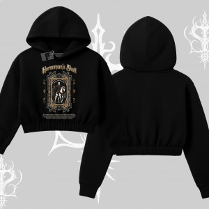 Kapşonlu Crop Sweatshirt Horseman’s Skull Dark Relic Street Legacy