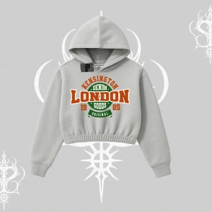 Kapşonlu Crop Sweatshirt London Denim 1985