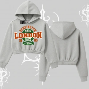 Kapşonlu Crop Sweatshirt London Denim 1985
