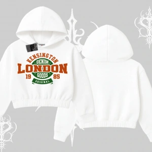 Kapşonlu Crop Sweatshirt London Denim 1985