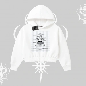 Kapşonlu Crop Sweatshirt Noodle Theory Hand Drawn Concept
