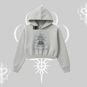 Kapşonlu Crop Sweatshirt Noodle Theory Hand Drawn Concept