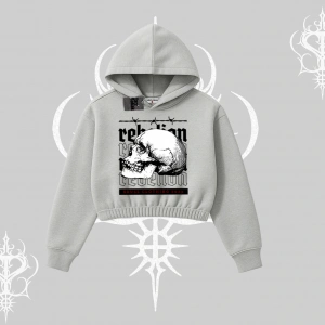 Kapşonlu Crop Sweatshirt Rebellion Skull Underground Street Legacy