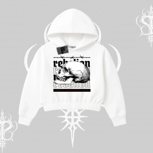 Kapşonlu Crop Sweatshirt Rebellion Skull Underground Street Legacy